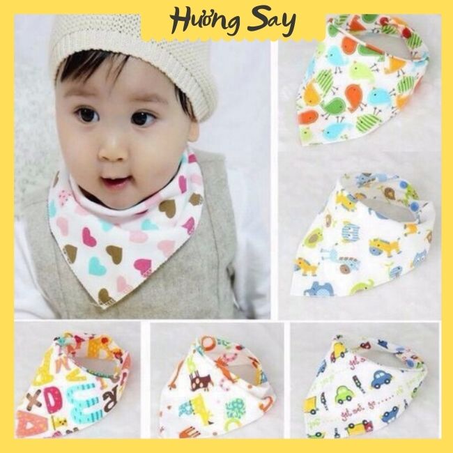 Yếm tam giác cotton cúc bấm cho bé