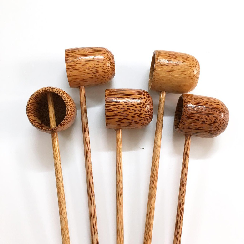 Gáo múc rượu gỗ dừa, cống đong rượu, ly vuông tròn có cán,  - Coconut wood spoon