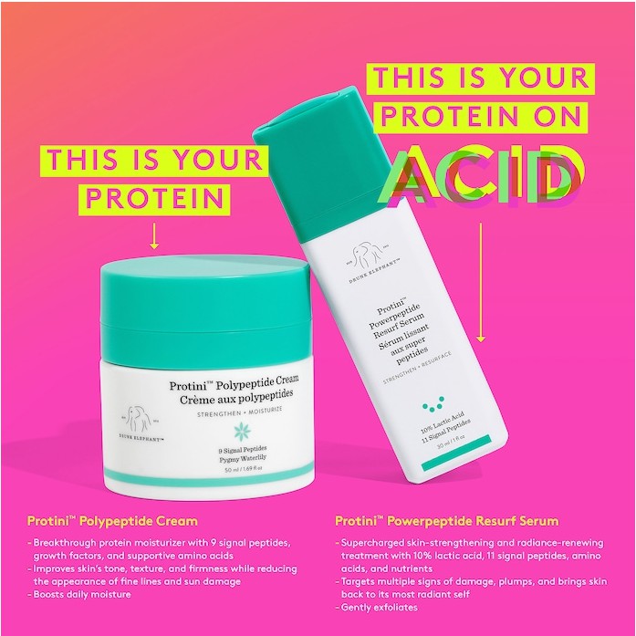 Mini 5ml - Tinh Chất + Kem Dưỡng chống lão hoá Drunk Elephant Protini Powerpeptide Resurf Serum &amp; Kem Drunk Protini