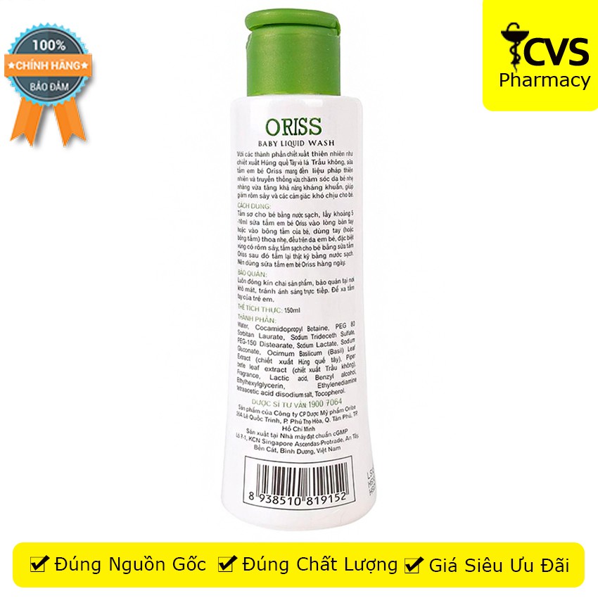 Oriss Baby Liquid Wash - Sữa tắm gội rôm sẩy em bé , Sữa tắm cho trẻ - cvspharmacy