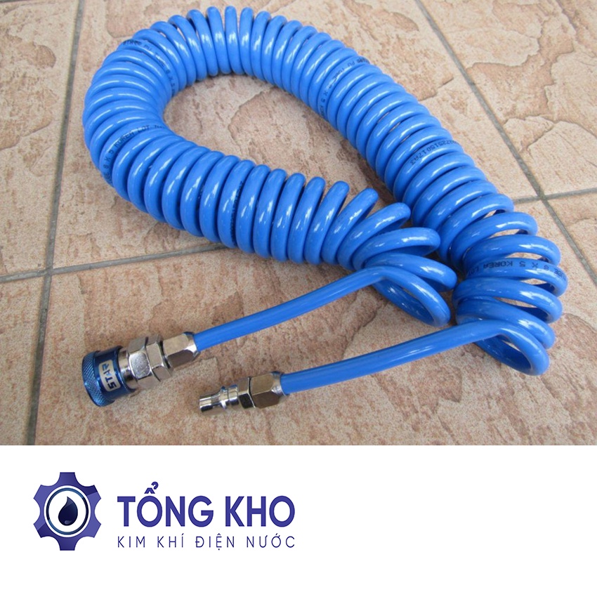 Dây xoắn, ống xoắn dây hơi PU khí nén Đài Loan chịu được áp suất cao, đầy đủ kích thước - Tổng kho kim khí điện nước