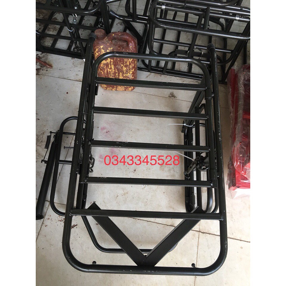 Giá để hàng, baga xe máy đa năng màu đen có thể mở cốp đổ xăng, thêm 2 cánh sườn kèm chân chống giá rẻ
