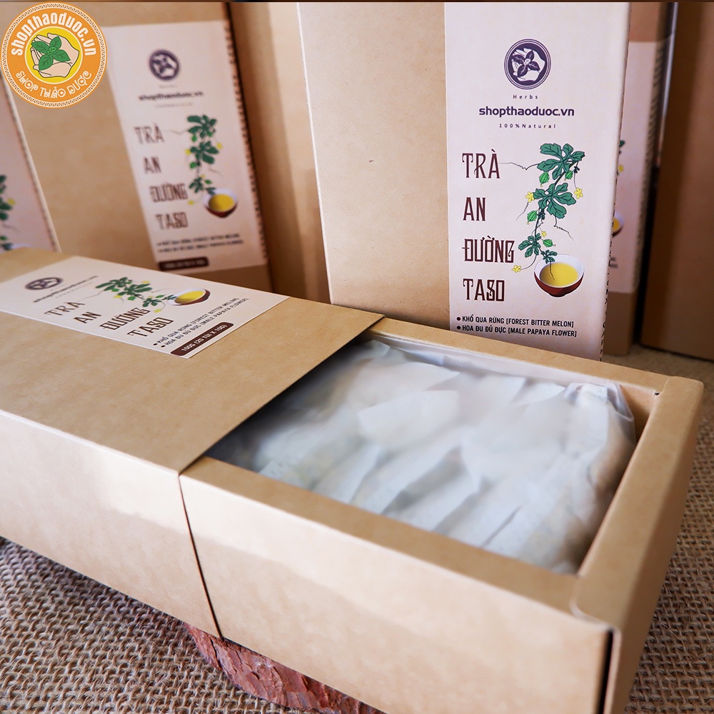 Trà Túi Lọc An Đường Taso  - Kết Hợp Khổ Qua Rừng, Hoa Đu Đủ Đực - Ổn Định Đường Huyết, Tăng Insulin