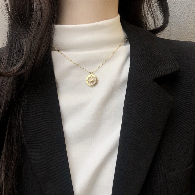 Dây chuyền, vòng cổ mặt tròn phong cách Vintage NL041Leace.accessories