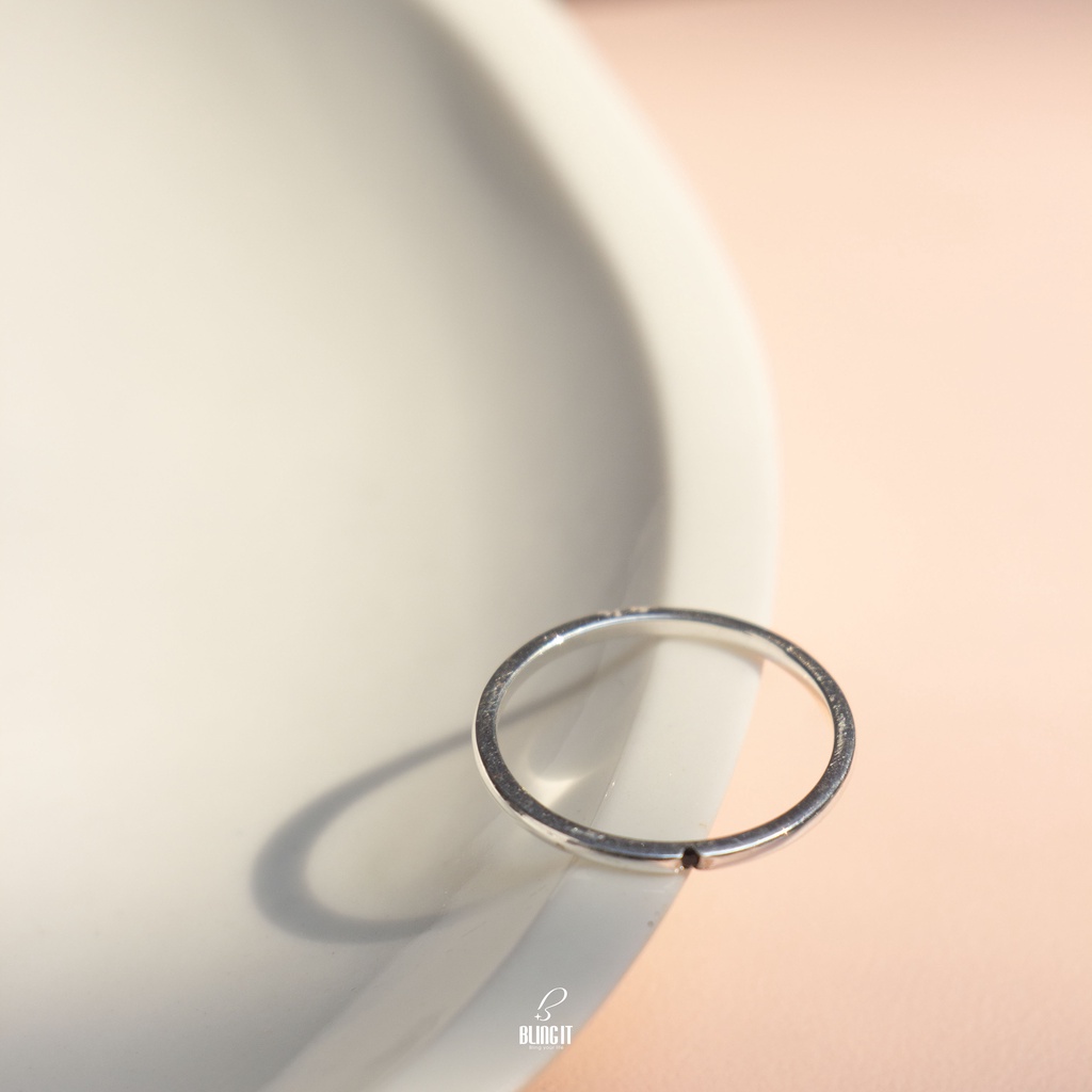Nhẫn bạc 925 Bling It thiết kế trơn có đính đá BIN326