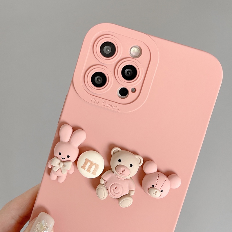 💕 CUTE gắn charm nổi 💕 Ốp lưng IPHONE cạnh vuông bảo vệ camera Brown candy 6 6S 7 8 X XS 11 12 13 PLUS PRO MAX
