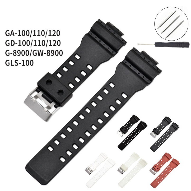 Dây Đeo Silicon 16mm Chống Nước Chống Sốc Thay Thế Cho Đồng Hồ Casio G Shock GW-8900 GA-100 GD-100