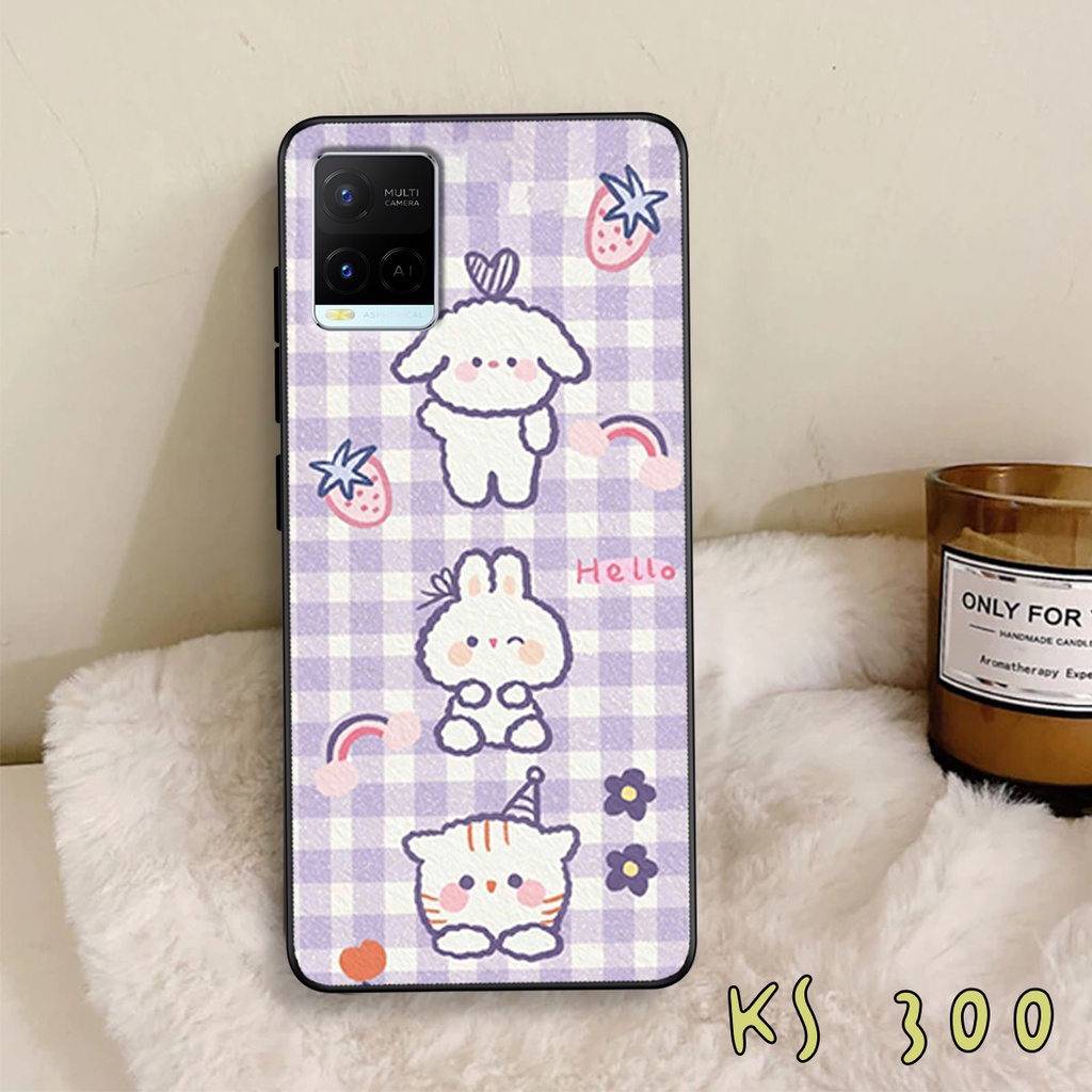 Ốp lưng Vivo Y21 - Vivo Y21s - Vivo Y33s - Ốp in hình gấu &amp; thỏ đang yêu - lưng nhám viền TPU cao cấp
