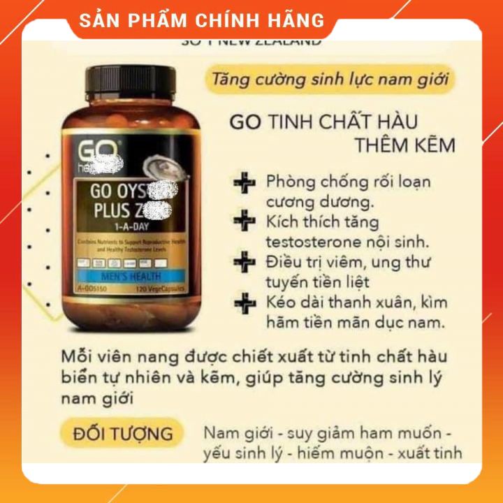 Tinh chất hàu Oyster plus ZinC tăng sinh lý nam (hàu Go) cải thiện sinh lý 120 viên