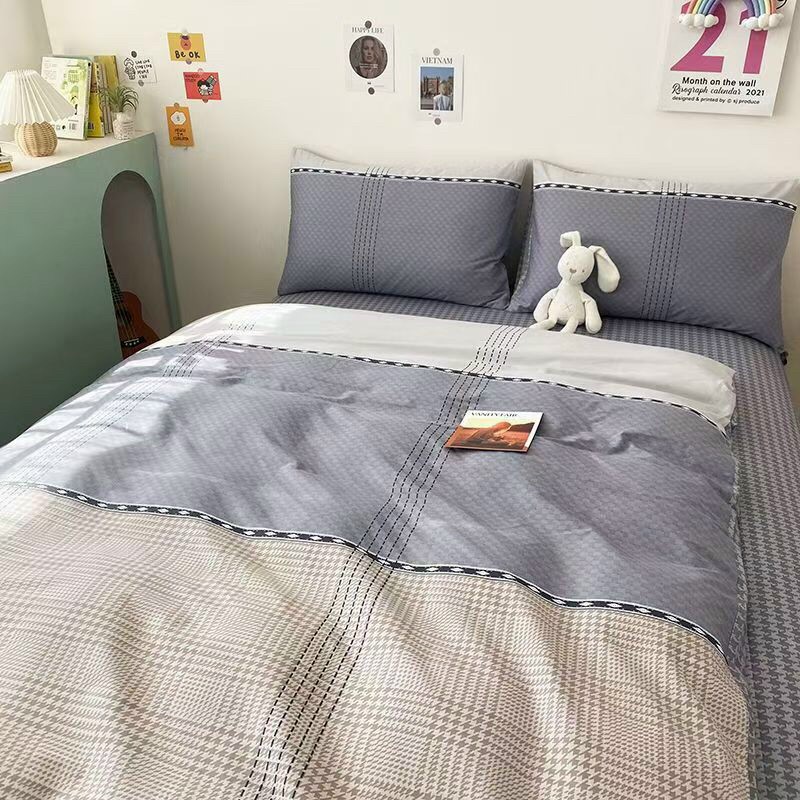 Chăn Ga Gối Cotton Living "Roma Chìm Xanh Dương " - Bộ Chăn Ga Gối Cotton 100% Nhập Khẩu 4 món