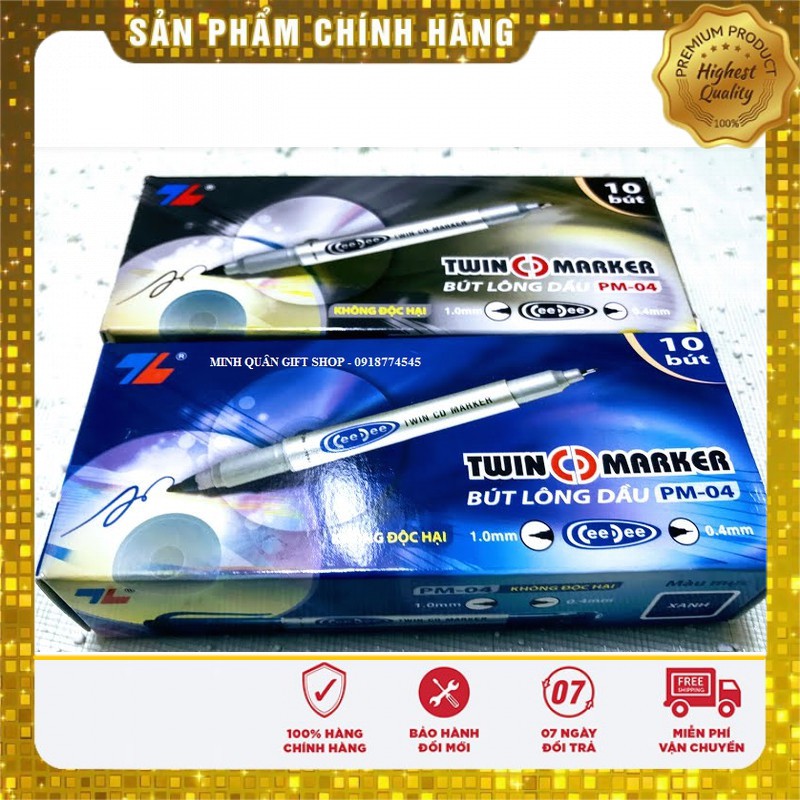 BÚT LÔNG DẦU 2 ĐẦU,BÚT DẠ KÍNH PM04 (10 chiếc)