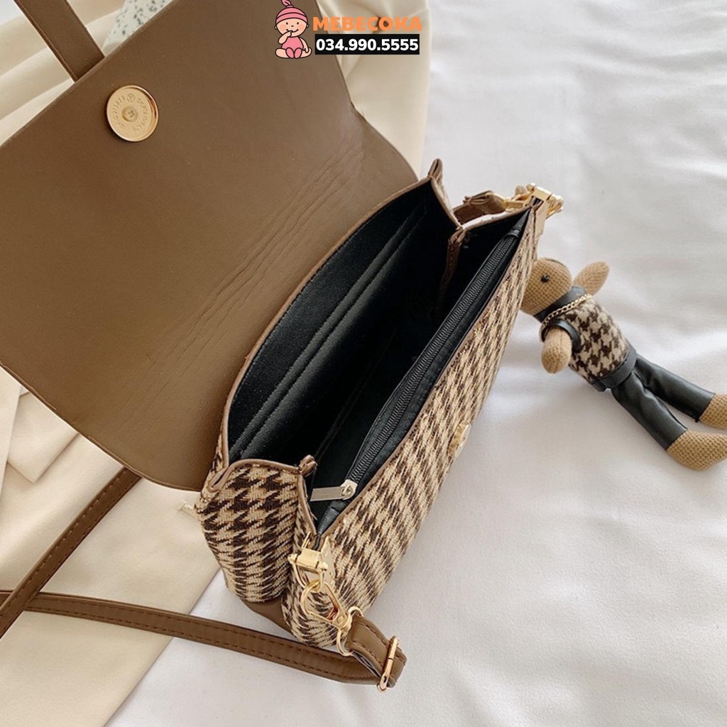 Túi xách nữ công sở, Túi đeo chéo Quảng Châu da kẻ sọc cao cấp, sang trọng, thời trang đẳng cấp COKABAG