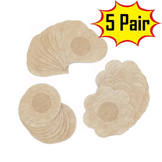 Bộ 5 Cặp Miếng Dán Ngực Bằng Silicon Mềm Vô Hình Dùng Một Lần