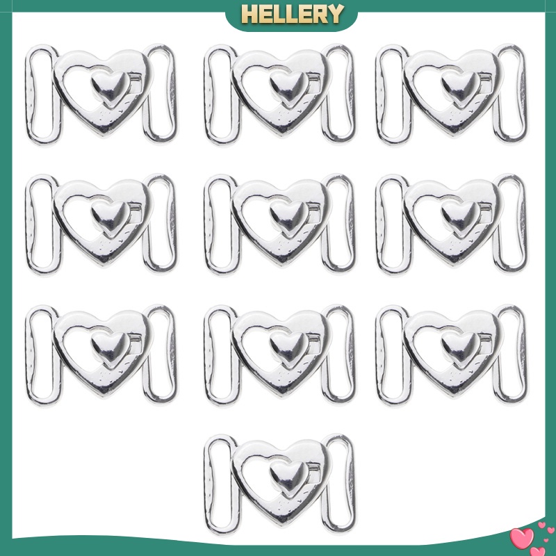Bộ 10 Móc Kim Loại Hình Trái Tim Màu Bạc Dùng Để May Vá Áo Ngực / Váy