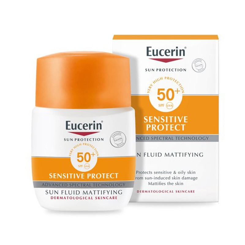 Kem chống nắng dành cho mọi loại da Eucerin Sun Fluid Mattifying Sensitive Protect SPF50+ 50ml