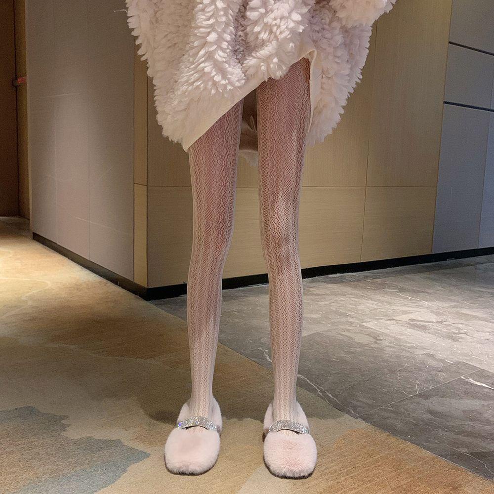 Quần Tất Lưới Nylon Trong Suốt Phối Ren Phong Cách Harajuku Lolita