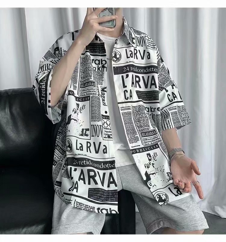 Áo Sơ Mi Ngắn Tay In Họa Tiết Graffiti Thời Trang Dành Cho Nam
