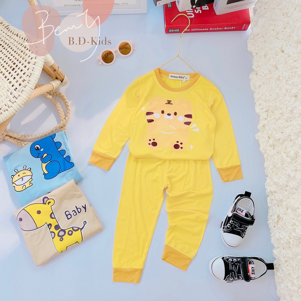 Bộ Dài Tay THUN LẠNH MINKY MOM In Hình Động Vật Cute Cho Bé Trai, Bé Gái