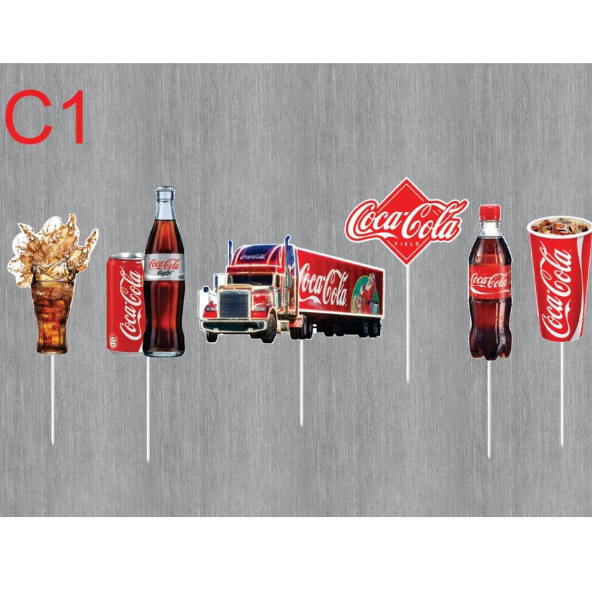 Set cắm giấy Cocacola trang trí bánh sinh nhật