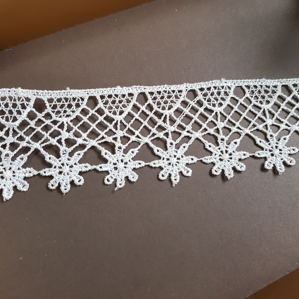 RC12 Cuộn 10 mét dây ren viền váy ren may đồ ren chỉ trắng rộng 5cm Maihoaflower