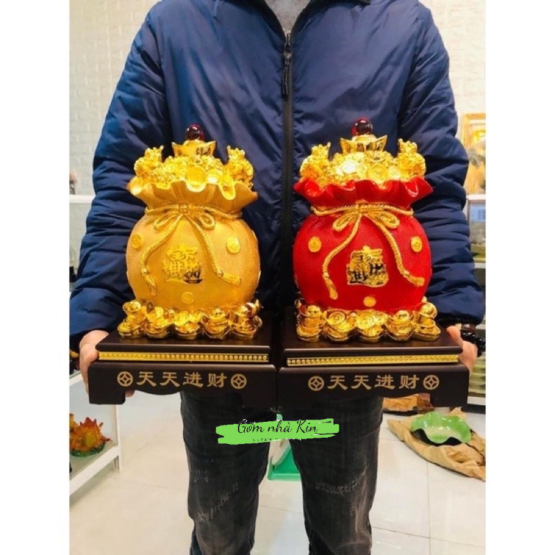 Túi vàng Kim Bảo Phong Thuỷ Chiêu Tài Lộc Cao 33cm- Gốm nhà Kin
