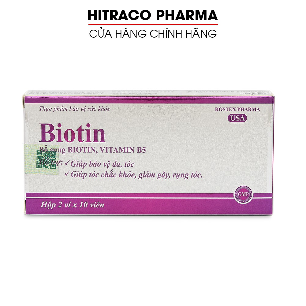 Viên uống bổ sung Biotin, Vitamin B5 giúp tóc chắc khỏe, giảm gãy rụng tóc - Hộp 20 viên | BigBuy360 - bigbuy360.vn