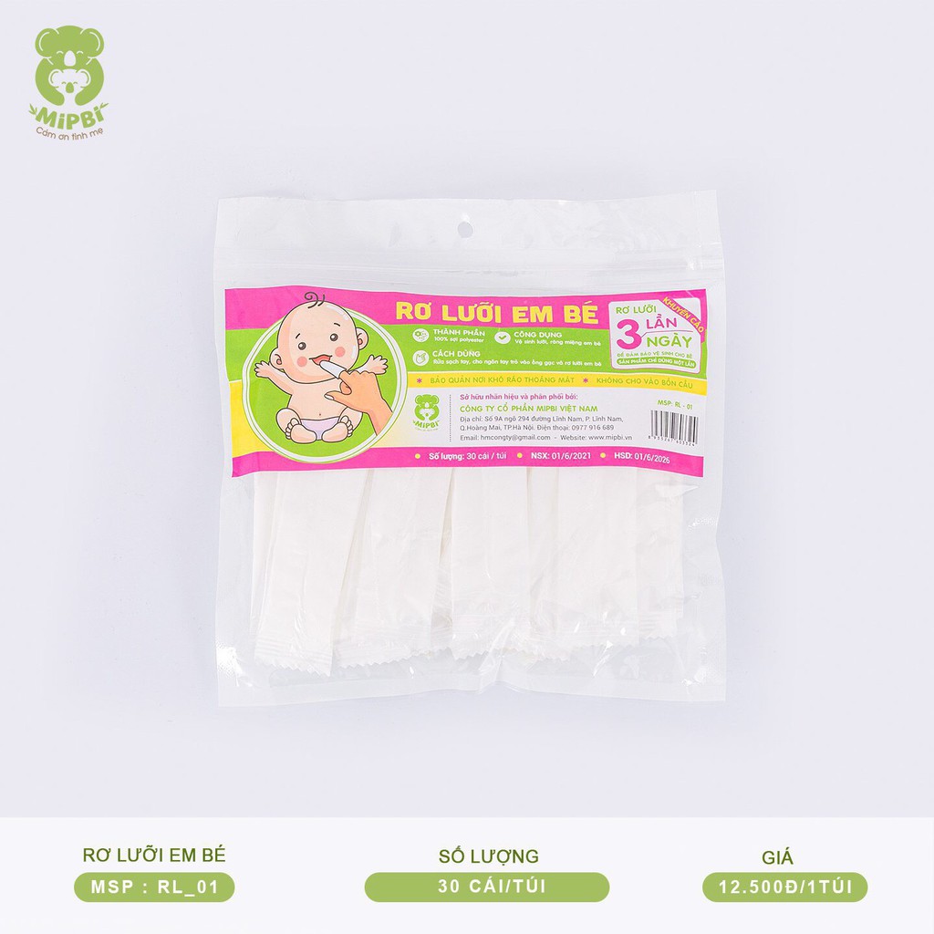 [Chính Hãng] Rơ lưỡi em bé trẻ sơ sinh 30c/gói Mipbi