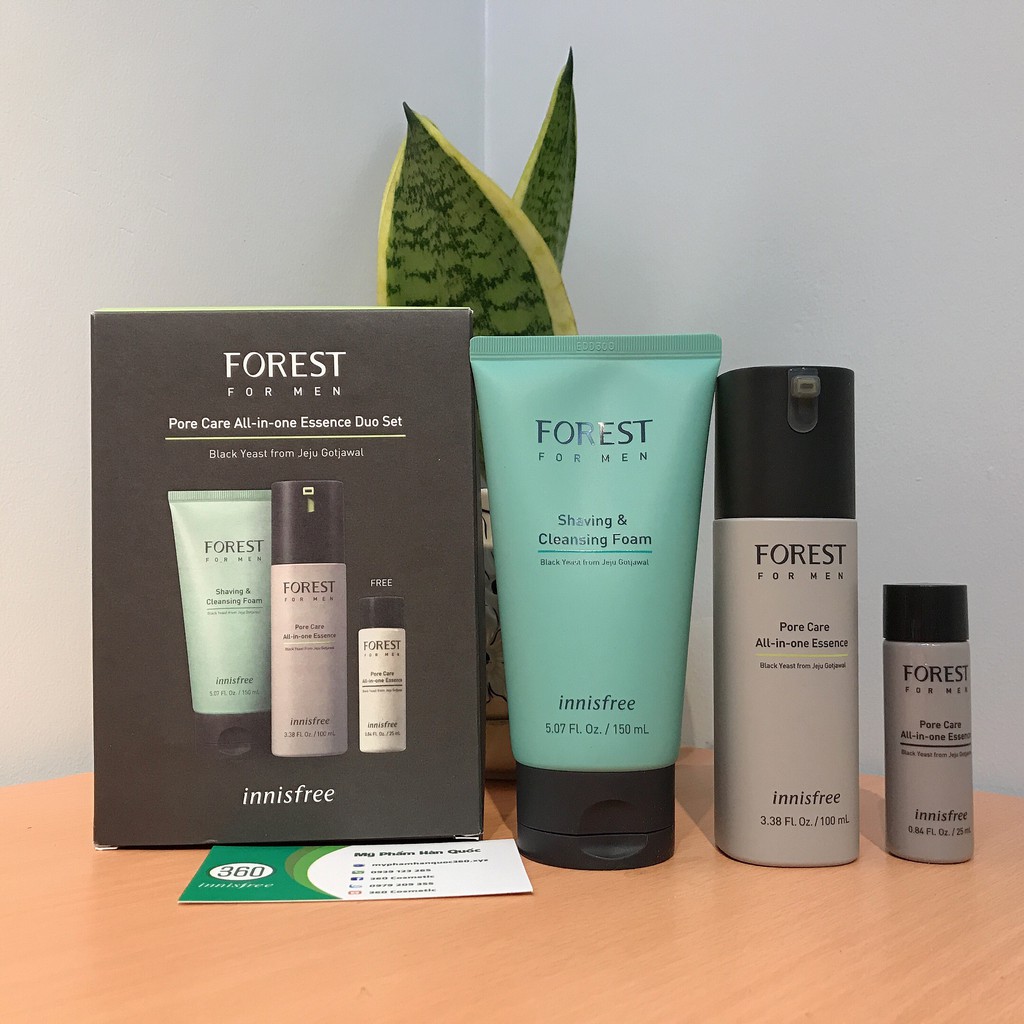 Bộ Dưỡng Da Chăm Sóc Lỗ Chân Lông Cho Nam Innisfree Forest For Men Pore Care All-In-One Essence Duo Set