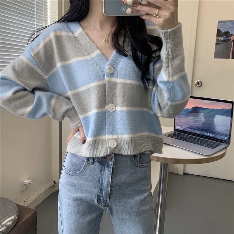 Áo khoác cardigan cổ chữ V thời trang Hàn Quốc tùy chọn màu sắc cho nữ