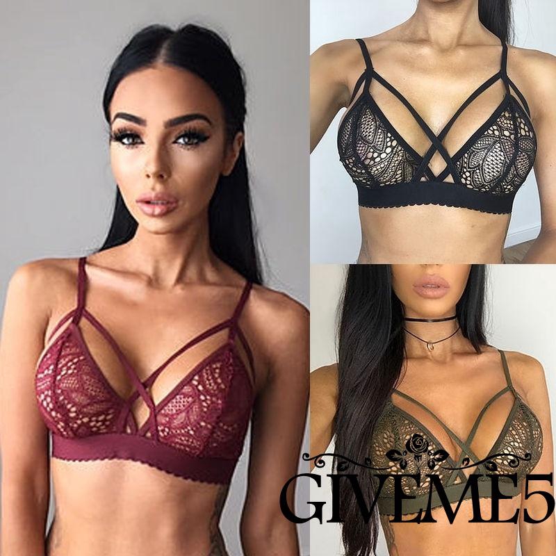 Áo lót nữ ngực đan dây chéo chất liệu ren hoa quyến rũ