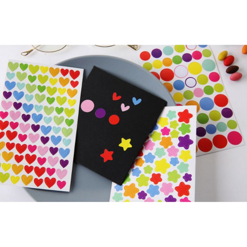 Set 6 tấm nhãn dán sticker ngôi sao trái tim