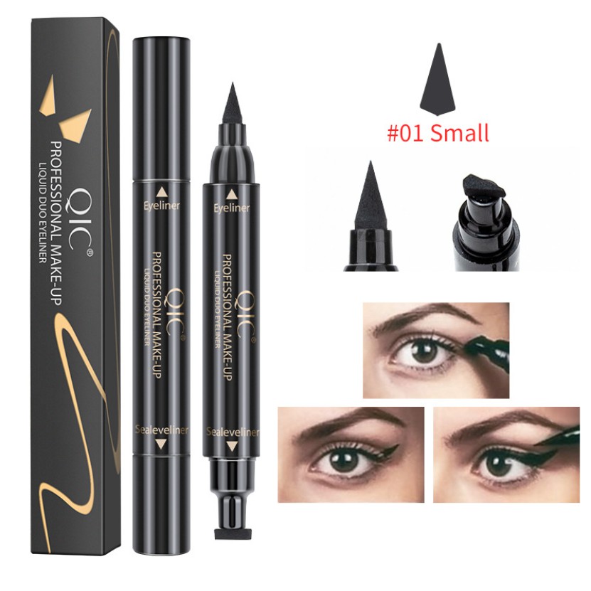 [Hàng có sẵn] Bút kẻ mắt QIC 2 đầu loại nhỏ cao cấp lâu trôi nhanh khô tiện lợi định hình dành cho nữ trang điểm