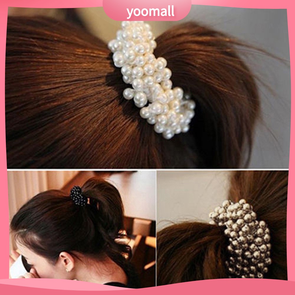 Dây buộc tóc đính ngọc trai giả thời trang