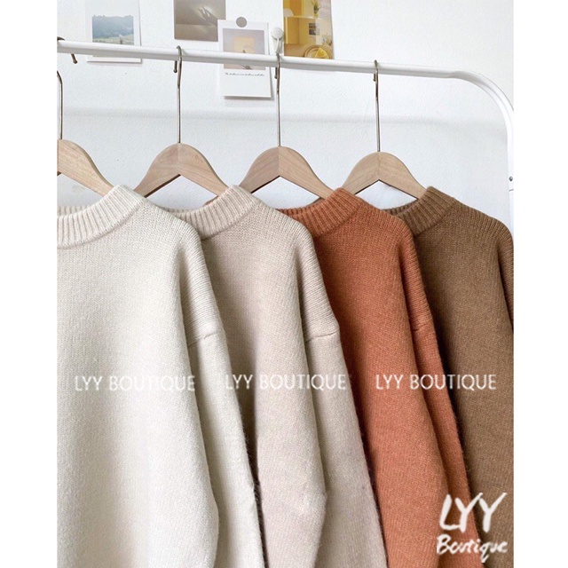 Áo len trơn basic cổ tròn chất len lông thỏ dày Quảng Châu LYY BOUTIQUE | BigBuy360 - bigbuy360.vn
