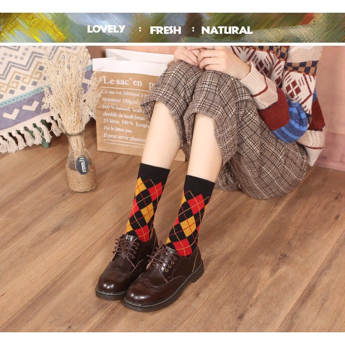 Combo 5 tất vớ cổ cao họa tiết thổ cẩm phong cách vintage dành cho nam nữ