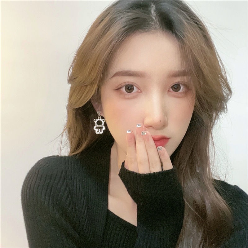 Khuyên Tai Hình Gấu Đính Đá Dễ Thương Cho Nữ