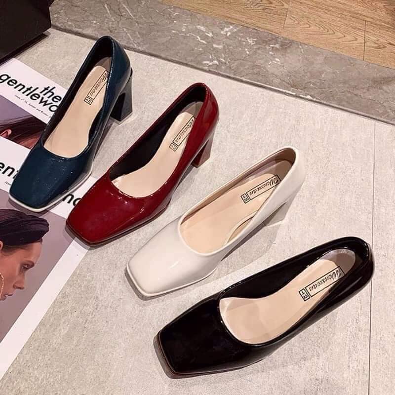 Giầy cao gót mũi vuông hàng QCCC