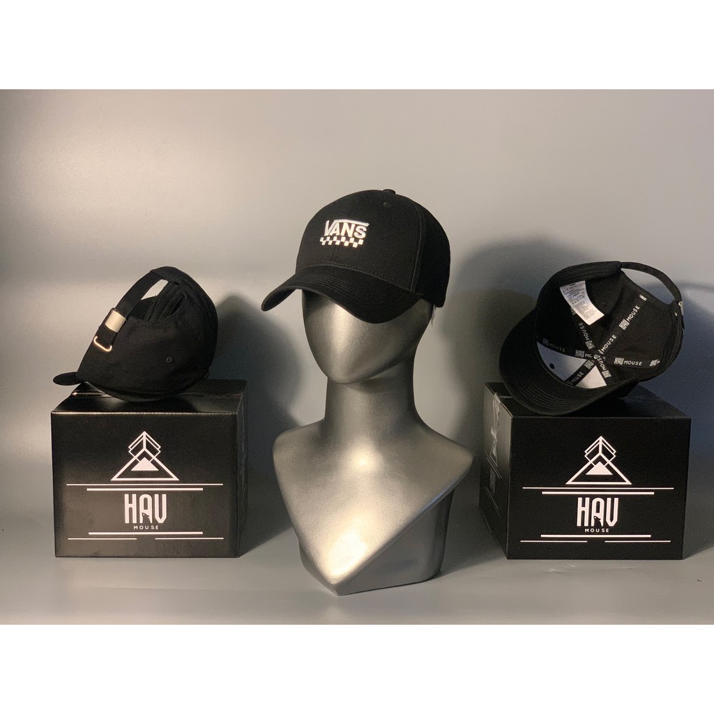 Nón kết mũ lưỡi trai Đen logo thêu Vans dành cho mọi lứa tuổi Free size