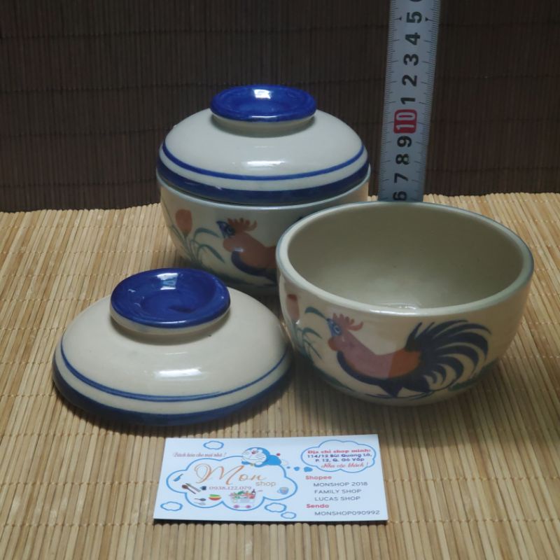 👉🐓Thố Đá Gốm Xưa Vẽ Hình Con Gà😉Size thố 11cm 💫💢MỘT SIÊU PHẨM HÀNG ĐỘC💥