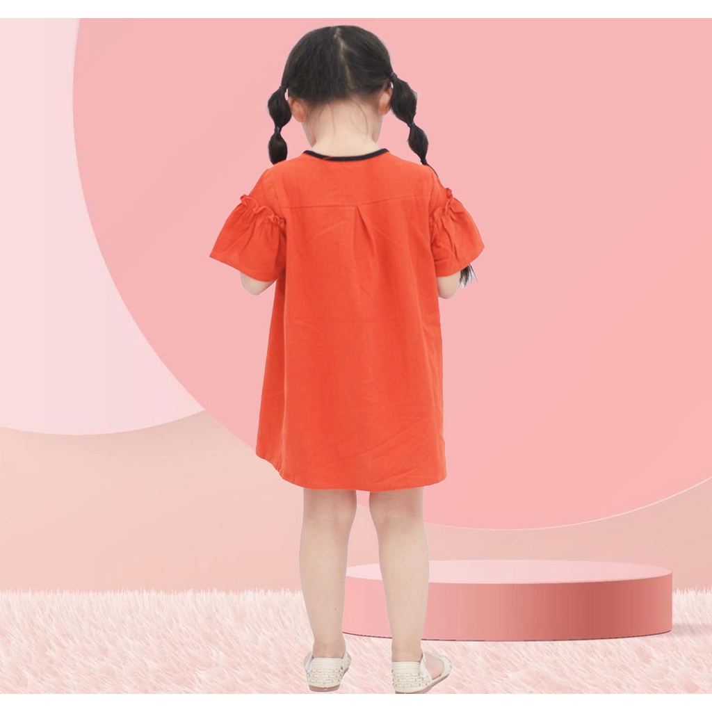 Váy cho bé gái ,váy Suông Cổ Dây Nơ Vải thô Hàn Quốc  - Thời trang thiết kế Mã DHK788
