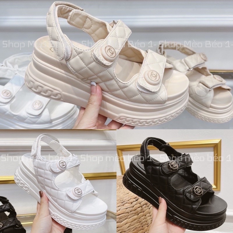 Sandal khuy tròn quai dán đế cao fullbox