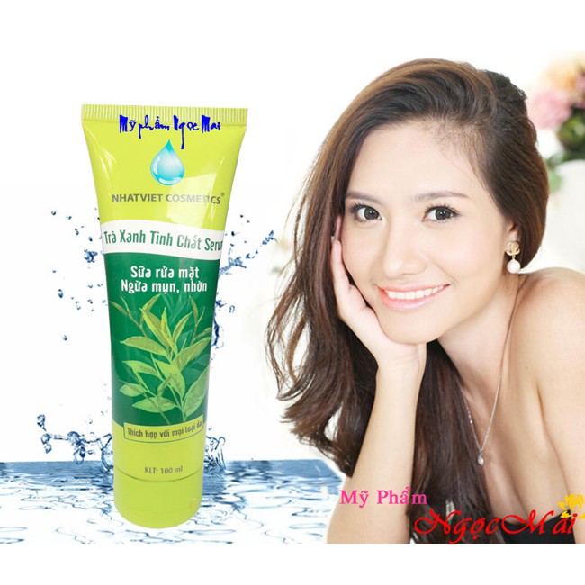 Sữa rửa mặt ngừa mụn, sạch nhờn trà xanh tinh chất Serum NHẬT VIỆT COSMETICS