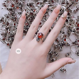 Nhẫn bạc mặt đá hồ ly MS100a
