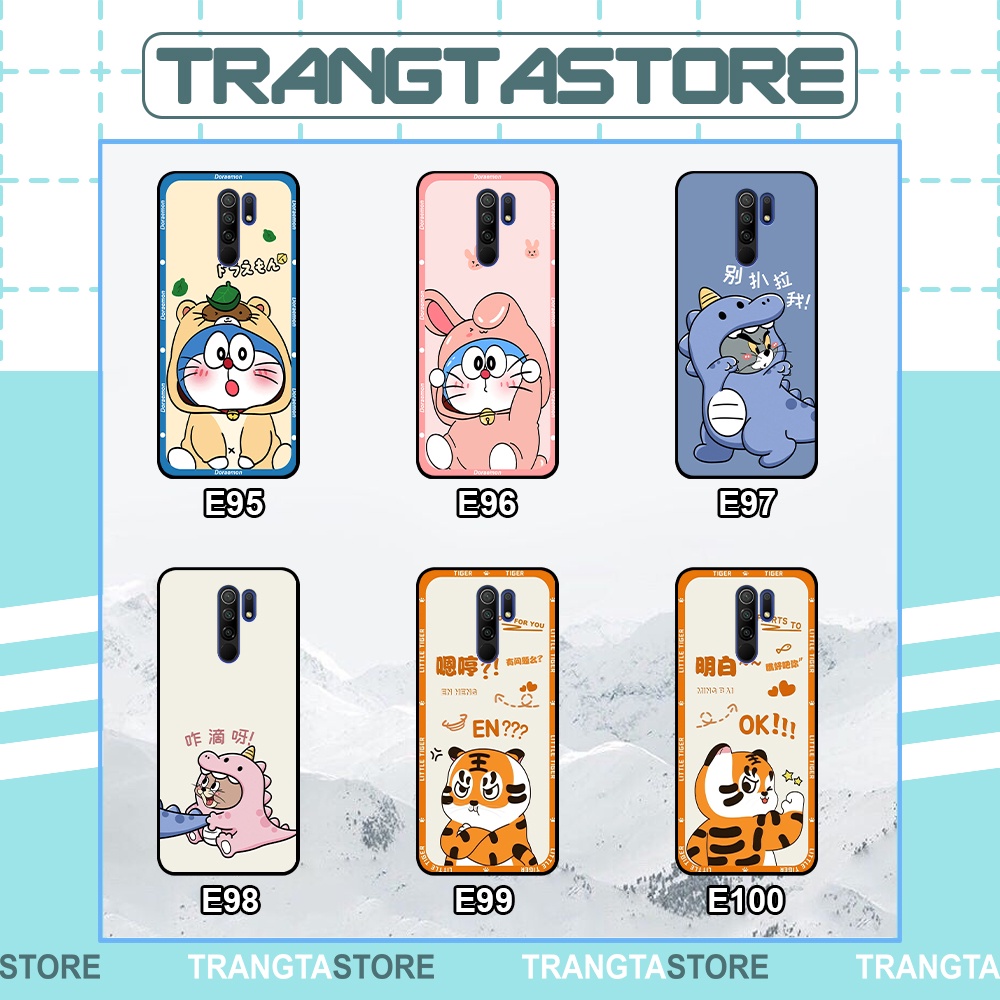 Ốp Xiaomi Redmi 9 in hình cặp đôi doremon, hổ, khủng long dễ thương
