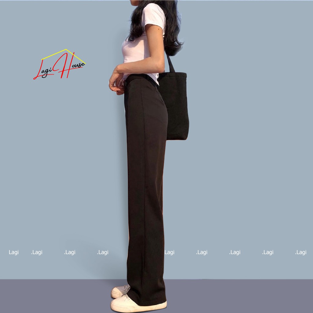 Quần suông ống rộng Lagi, lưng cao khóa trước vải cao cấp culottes nữ thiết kế công sở thanh lịch siêu hack dáng | BigBuy360 - bigbuy360.vn
