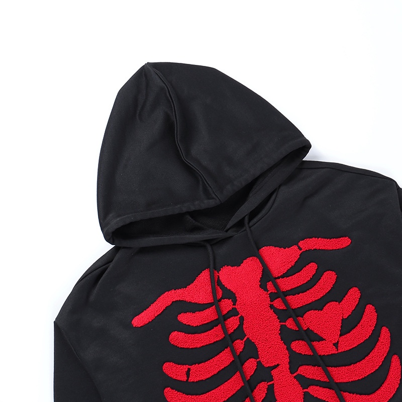 Áo Hoodie Tay Dài Dáng Rộng In Hình Xương Cá Tính Thời Trang Đường Phố Cho Nữ