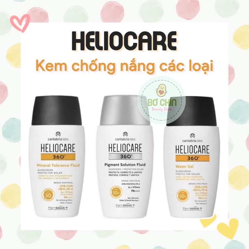 Kem chống nắng quang phổ rộng Heliocare Water Gel/ Mineral/ Pigment/ Age Active Fluid 50ML