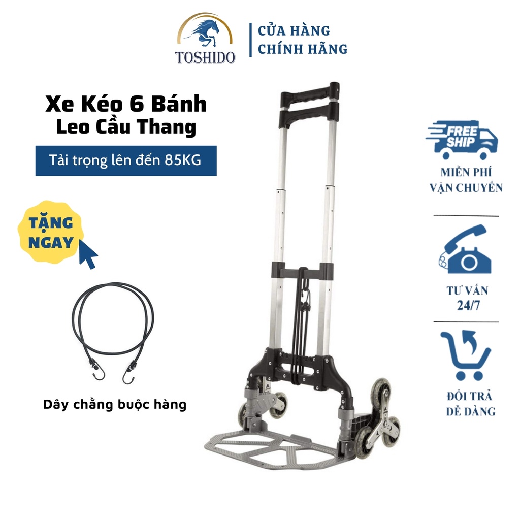 Xe Đẩy TOSHUDO Hợp Kim Nhôm Cao Cấp - Xe Kéo Hàng Gấp Gọn Leo Cầu Thang Tải Trọng 85kg