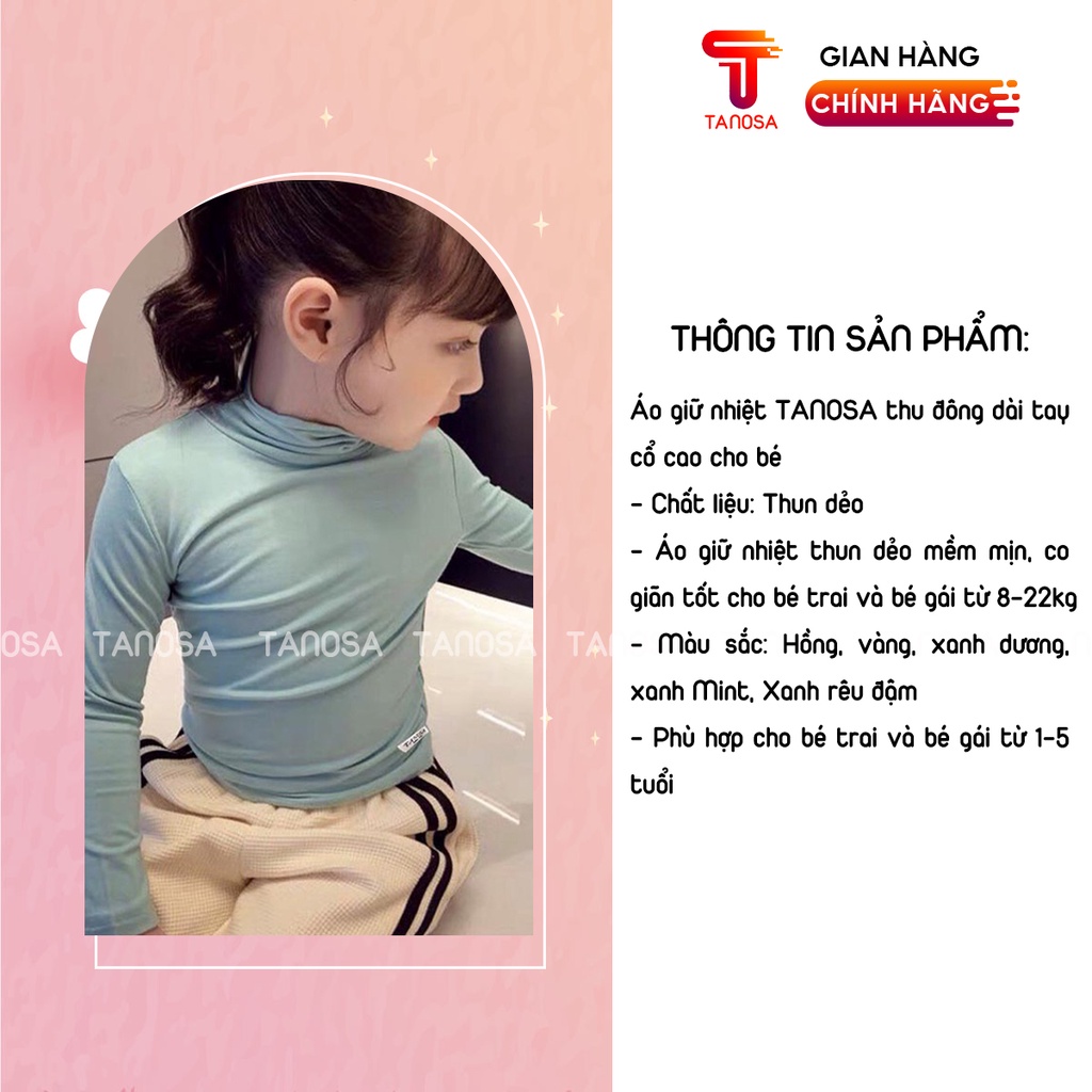 Áo giữ nhiệt cao cổ dài tay thu đông TANOSA nhiều màu cho bé trai và gái từ 1-5 tuổi