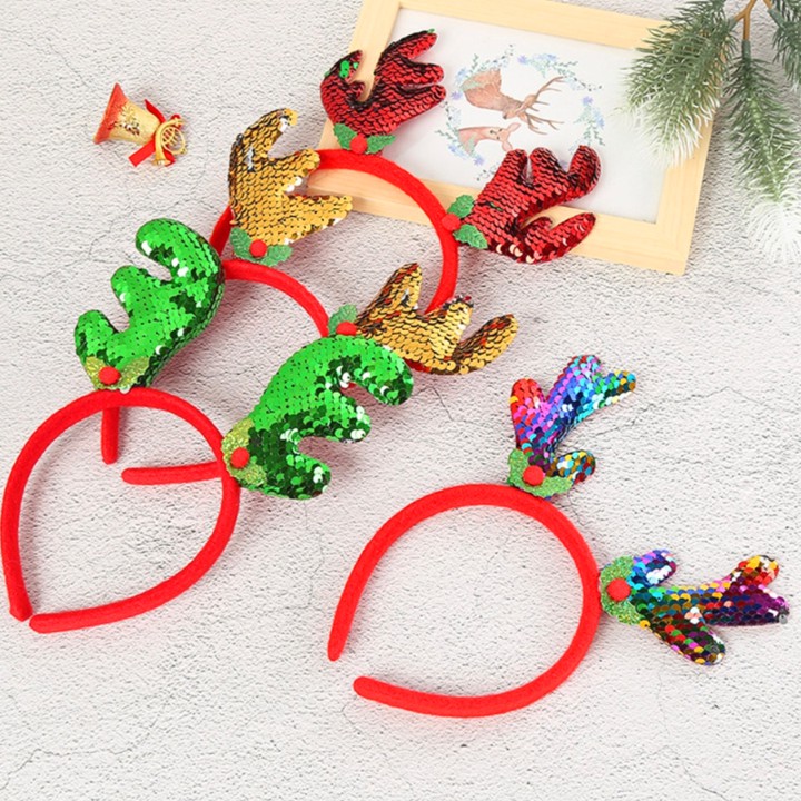 Băng đô sừng tuần lộc đính sequin lấp lánh nổi bật hottrend cho cả nhà lung linh mùa Giáng sinh Baby-S – SNOEL012